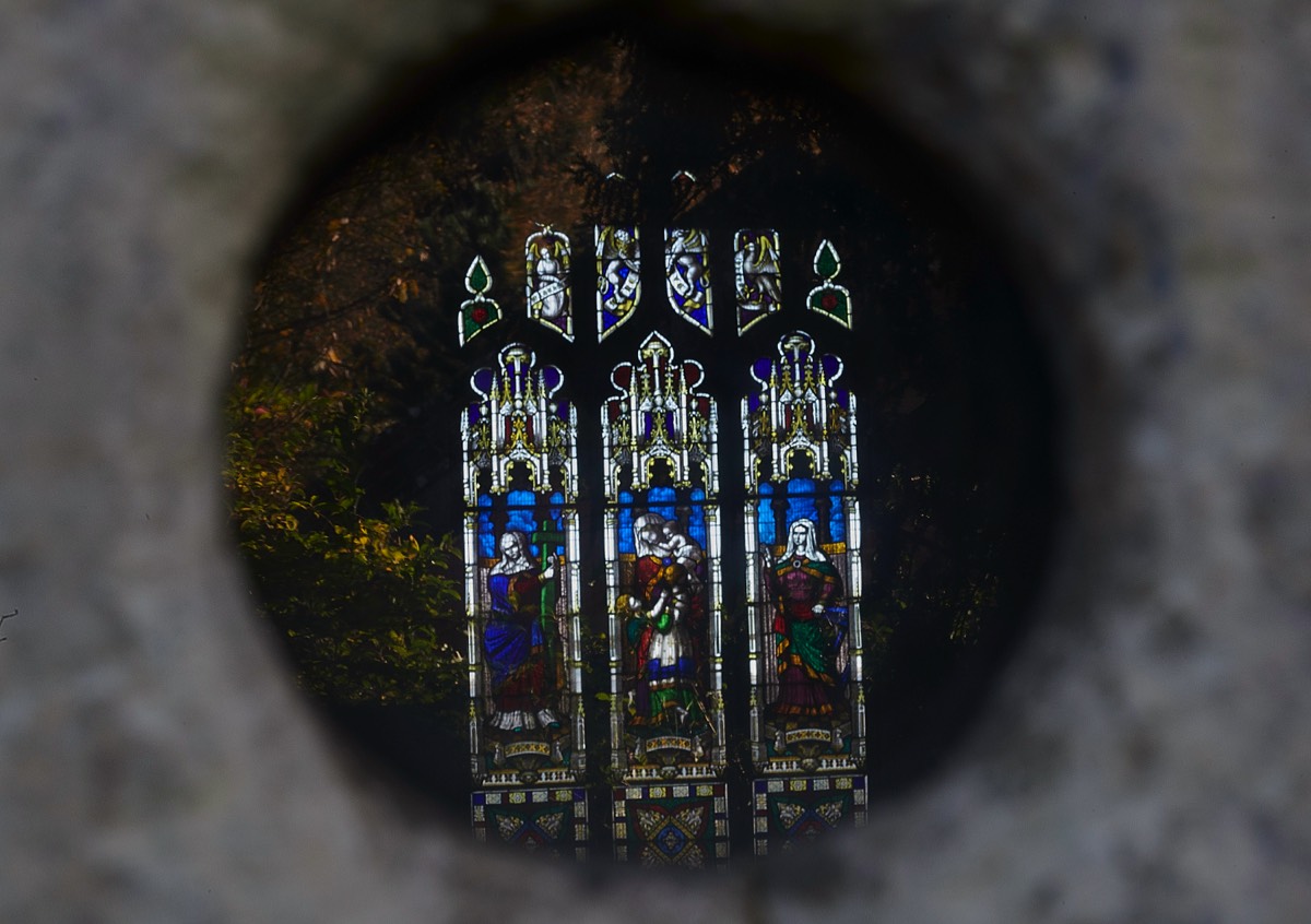 View through Leper Window - Little Plumstead Church 02/11/20